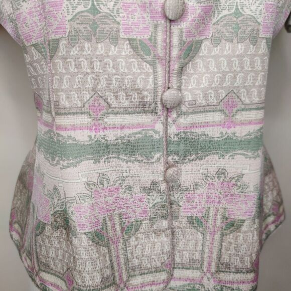 Adrianna Papell 100% Silk Floral Jacket Short Sleeve Button Up - Picture 5 of 10